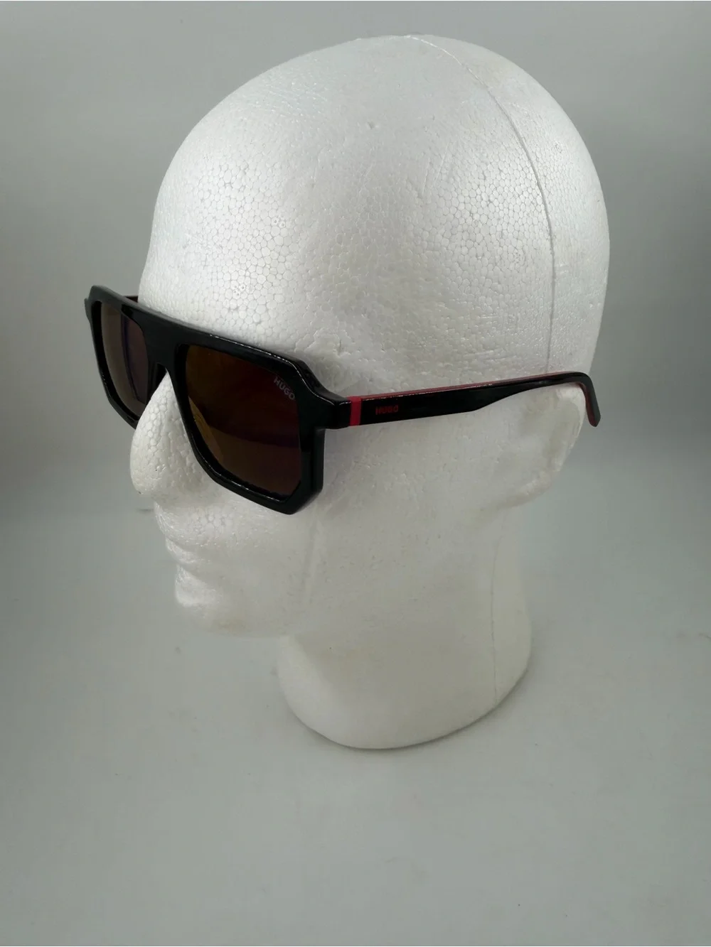 Hugo Boss Men’s HG 1312/S Black Red Rectangular Sunglasses 53 17 145